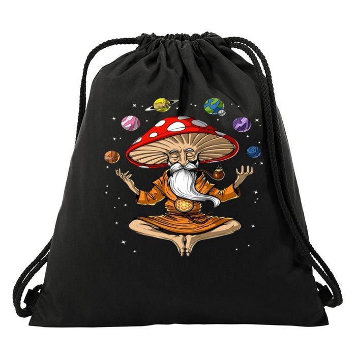 Hippie Mushroom Buddha Drawstring Bag