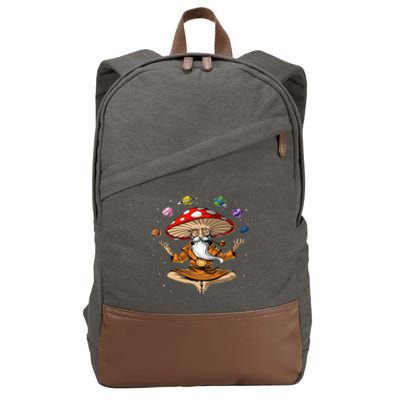 Hippie Mushroom Buddha Cotton Canvas Backpack