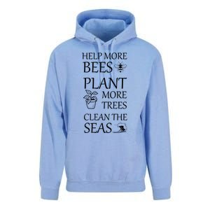 Help More Bees Plant More Trees Clean The Seas Beekeeper Gift Unisex Surf Hoodie