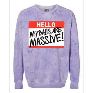 Hello My Balls Are Massive Funny Gift Idea Colorblast Crewneck Sweatshirt