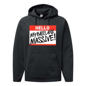 Hello My Balls Are Massive Funny Gift Idea Performance Fleece Hoodie