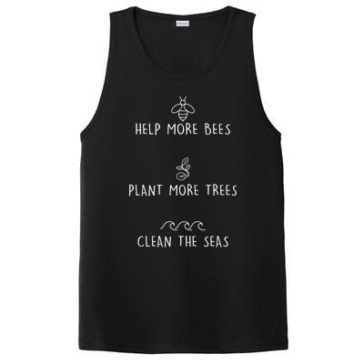 Help More Bees Plant More Trees Clean The Seas Design Gift PosiCharge Competitor Tank