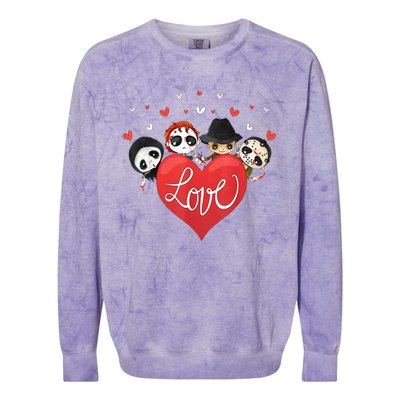 Horror Movie Character Chibi With Heart Love Colorblast Crewneck Sweatshirt