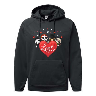 Horror Movie Character Chibi With Heart Love Performance Fleece Hoodie