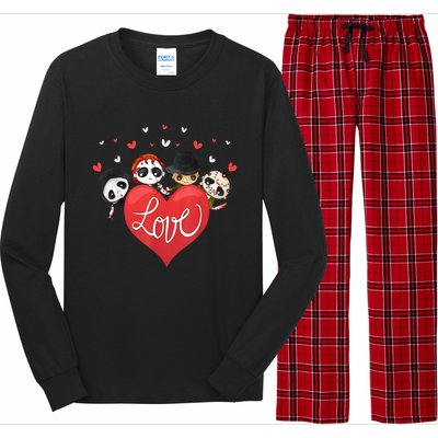 Horror Movie Character Chibi With Heart Love Long Sleeve Pajama Set