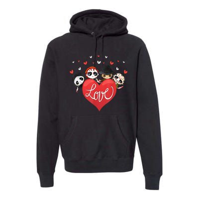 Horror Movie Character Chibi With Heart Love Premium Hoodie