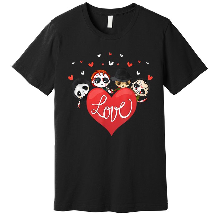 Horror Movie Character Chibi With Heart Love Premium T-Shirt