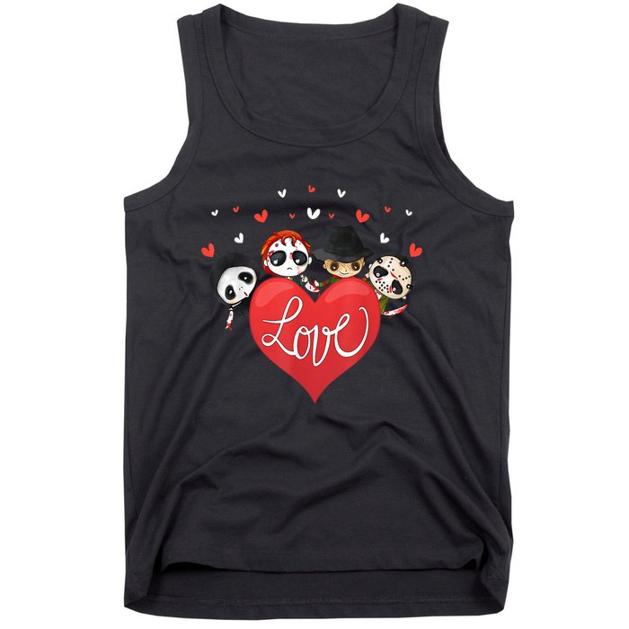 Horror Movie Character Chibi With Heart Love Tank Top