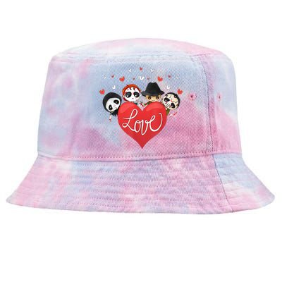 Horror Movie Character Chibi With Heart Love Tie-Dyed Bucket Hat