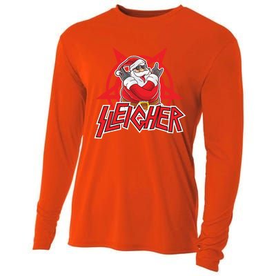 Heavy Metal Christmas Sleigher Hail Santa Claus Rock Music Funny Gift Cooling Performance Long Sleeve Crew