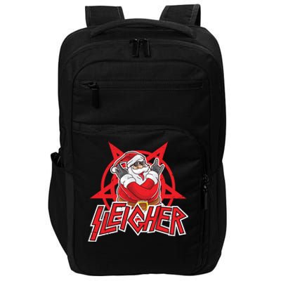 Heavy Metal Christmas Sleigher Hail Santa Claus Rock Music Funny Gift Impact Tech Backpack