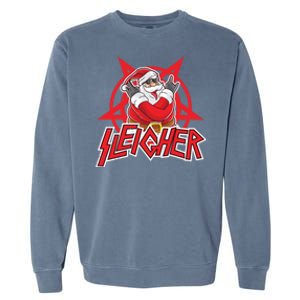 Heavy Metal Christmas Sleigher Hail Santa Claus Rock Music Funny Gift Garment-Dyed Sweatshirt