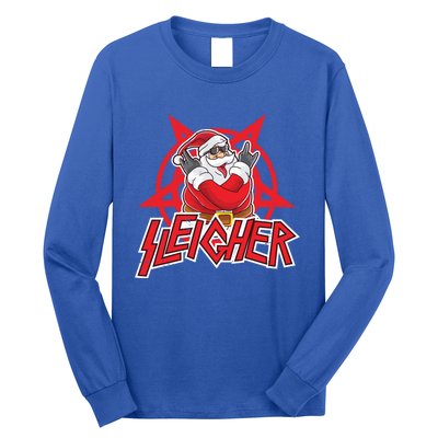 Heavy Metal Christmas Sleigher Hail Santa Claus Rock Music Funny Gift Long Sleeve Shirt