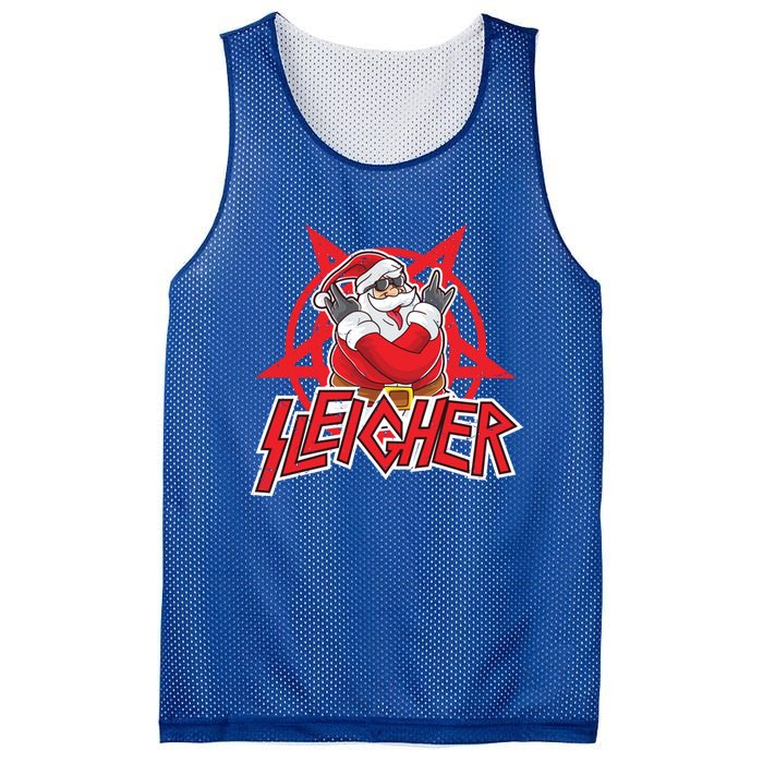 Heavy Metal Christmas Sleigher Hail Santa Claus Rock Music Funny Gift Mesh Reversible Basketball Jersey Tank