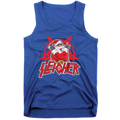 Heavy Metal Christmas Sleigher Hail Santa Claus Rock Music Funny Gift Tank Top