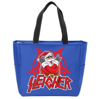 Heavy Metal Christmas Sleigher Hail Santa Claus Rock Music Funny Gift Zip Tote Bag