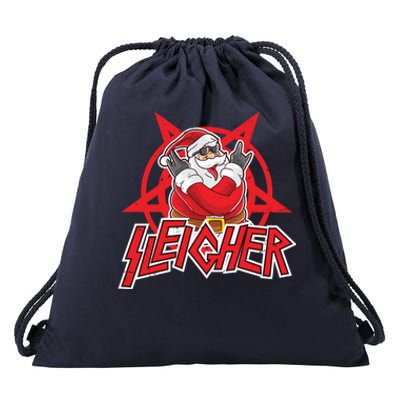 Heavy Metal Christmas Sleigher Hail Santa Claus Rock Music Funny Gift Drawstring Bag