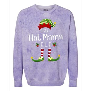 Hot Mama Christmas Elf Matching Pajama XMas Party Colorblast Crewneck Sweatshirt