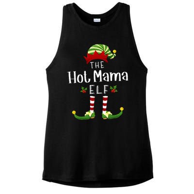 Hot Mama Christmas Elf Matching Pajama XMas Party Ladies PosiCharge Tri-Blend Wicking Tank