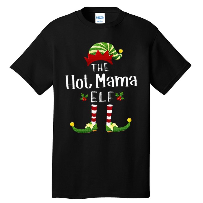 Hot Mama Christmas Elf Matching Pajama XMas Party Tall T-Shirt