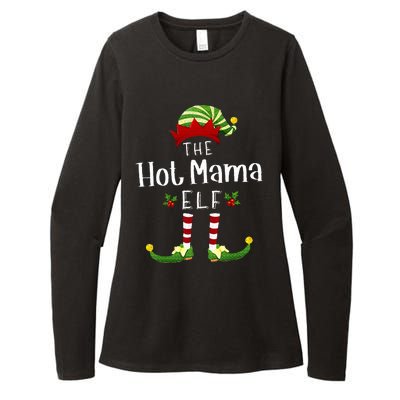 Hot Mama Christmas Elf Matching Pajama XMas Party Womens CVC Long Sleeve Shirt