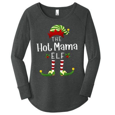 Hot Mama Christmas Elf Matching Pajama XMas Party Women's Perfect Tri Tunic Long Sleeve Shirt