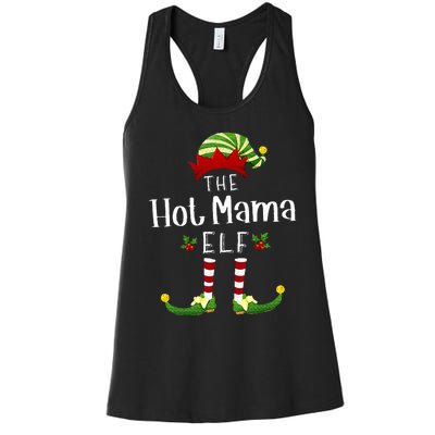 Hot Mama Christmas Elf Matching Pajama XMas Party Women's Racerback Tank