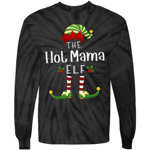 Hot Mama Christmas Elf Matching Pajama XMas Party Tie-Dye Long Sleeve Shirt