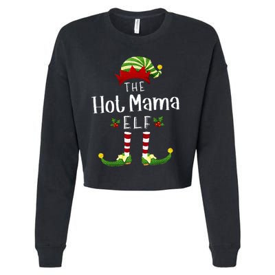 Hot Mama Christmas Elf Matching Pajama XMas Party Cropped Pullover Crew