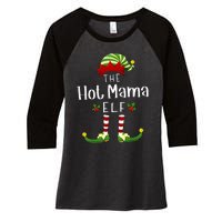 Hot Mama Christmas Elf Matching Pajama XMas Party Women's Tri-Blend 3/4-Sleeve Raglan Shirt