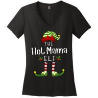 Hot Mama Christmas Elf Matching Pajama XMas Party Women's V-Neck T-Shirt