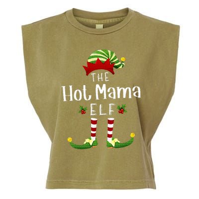 Hot Mama Christmas Elf Matching Pajama XMas Party Garment-Dyed Women's Muscle Tee