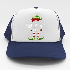 Hot Mama Christmas Elf Matching Pajama XMas Party Trucker Hat