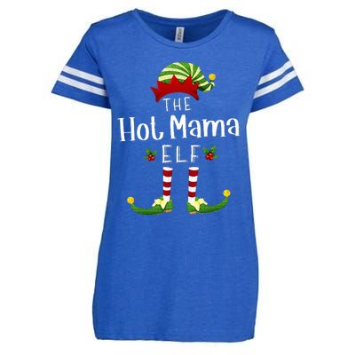 Hot Mama Christmas Elf Matching Pajama XMas Party Enza Ladies Jersey Football T-Shirt