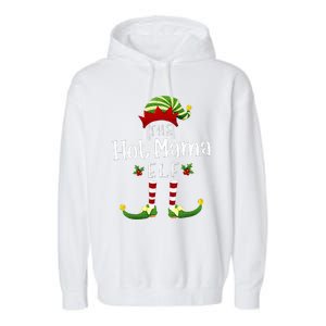 Hot Mama Christmas Elf Matching Pajama XMas Party Garment-Dyed Fleece Hoodie