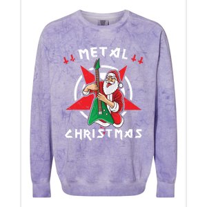 Heavy Metal Christmas Sleigher Hail Santa Claus Rock Music Gift Colorblast Crewneck Sweatshirt