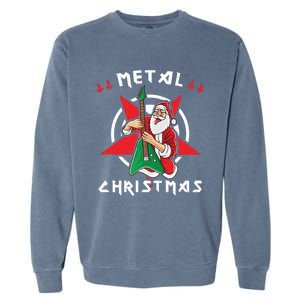 Heavy Metal Christmas Sleigher Hail Santa Claus Rock Music Gift Garment-Dyed Sweatshirt