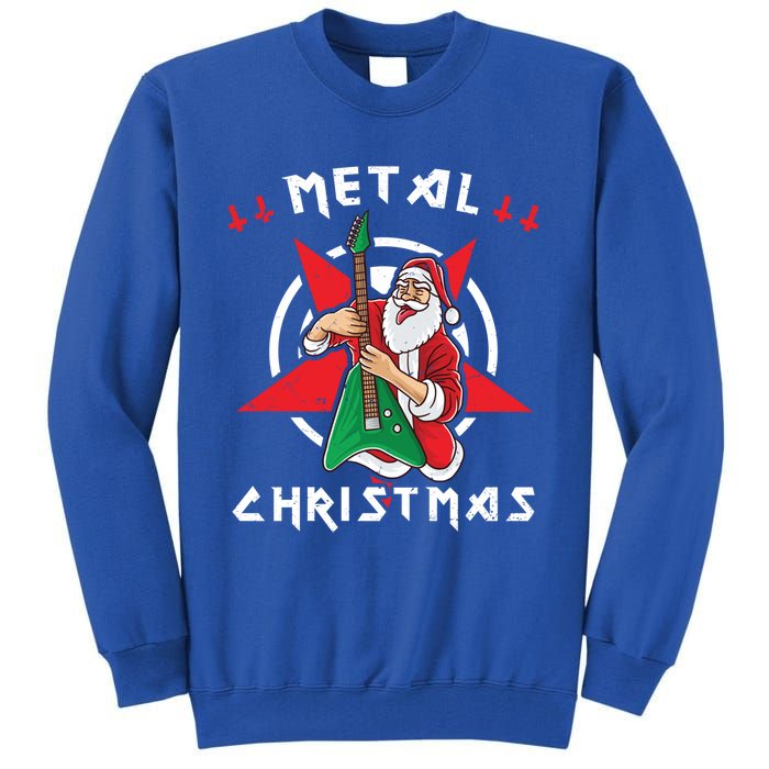 Heavy Metal Christmas Sleigher Hail Santa Claus Rock Music Gift Tall Sweatshirt