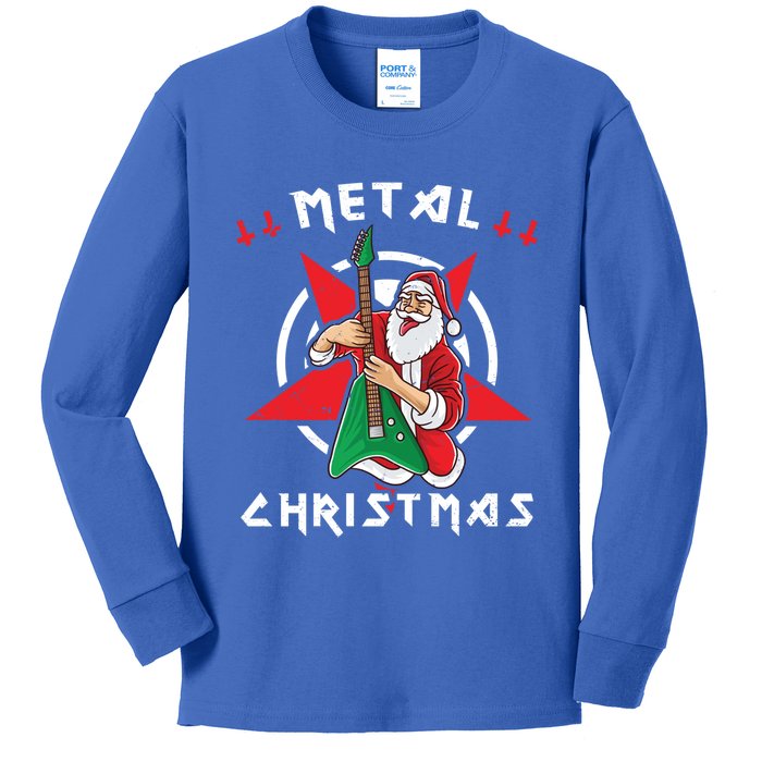 Heavy Metal Christmas Sleigher Hail Santa Claus Rock Music Gift Kids Long Sleeve Shirt