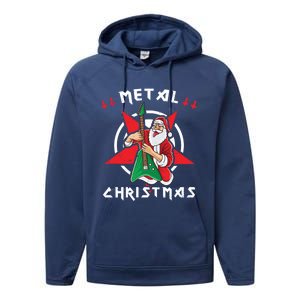 Heavy Metal Christmas Sleigher Hail Santa Claus Rock Music Gift Performance Fleece Hoodie