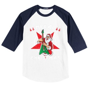 Heavy Metal Christmas Sleigher Hail Santa Claus Rock Music Gift Baseball Sleeve Shirt