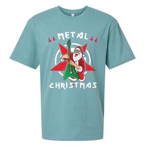 Heavy Metal Christmas Sleigher Hail Santa Claus Rock Music Gift Sueded Cloud Jersey T-Shirt