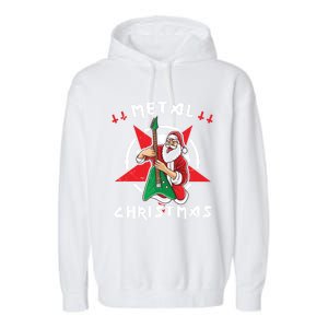 Heavy Metal Christmas Sleigher Hail Santa Claus Rock Music Gift Garment-Dyed Fleece Hoodie