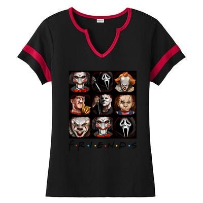 Horror Movie Characters Scary Halloween Ladies Halftime Notch Neck Tee