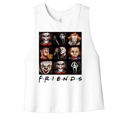 Horror Movie Characters Scary Halloween Women's Racerback Cropped Tank