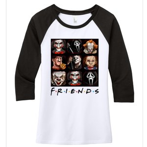 Horror Movie Characters Scary Halloween Women's Tri-Blend 3/4-Sleeve Raglan Shirt