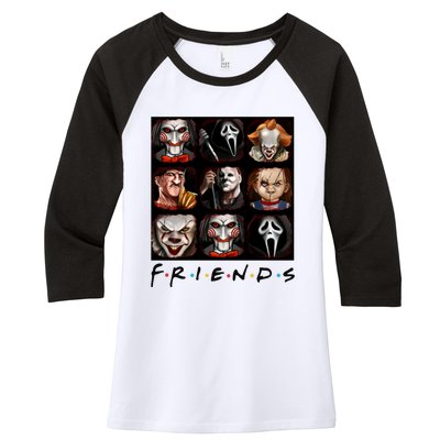 Horror Movie Characters Scary Halloween Women's Tri-Blend 3/4-Sleeve Raglan Shirt