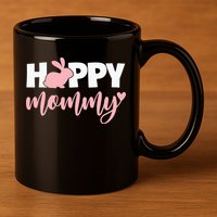 Happy Mommy Cute Bunny 11oz C Handle Ceramic Mug