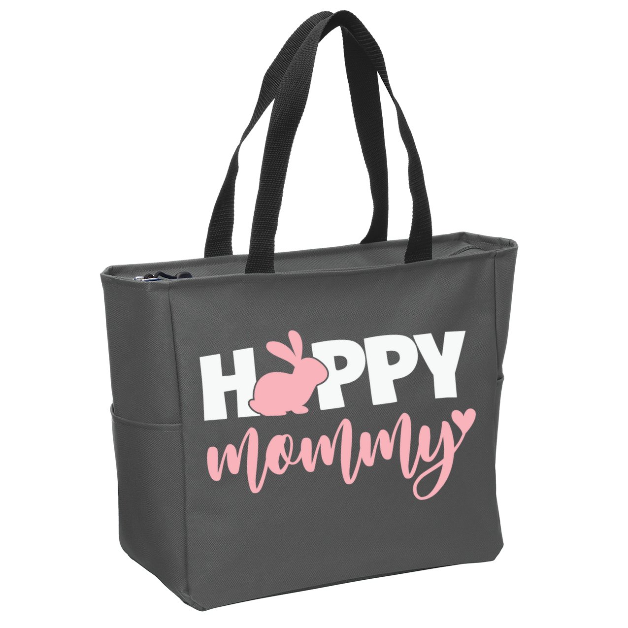 Happy Mommy Cute Bunny Zip Tote Bag