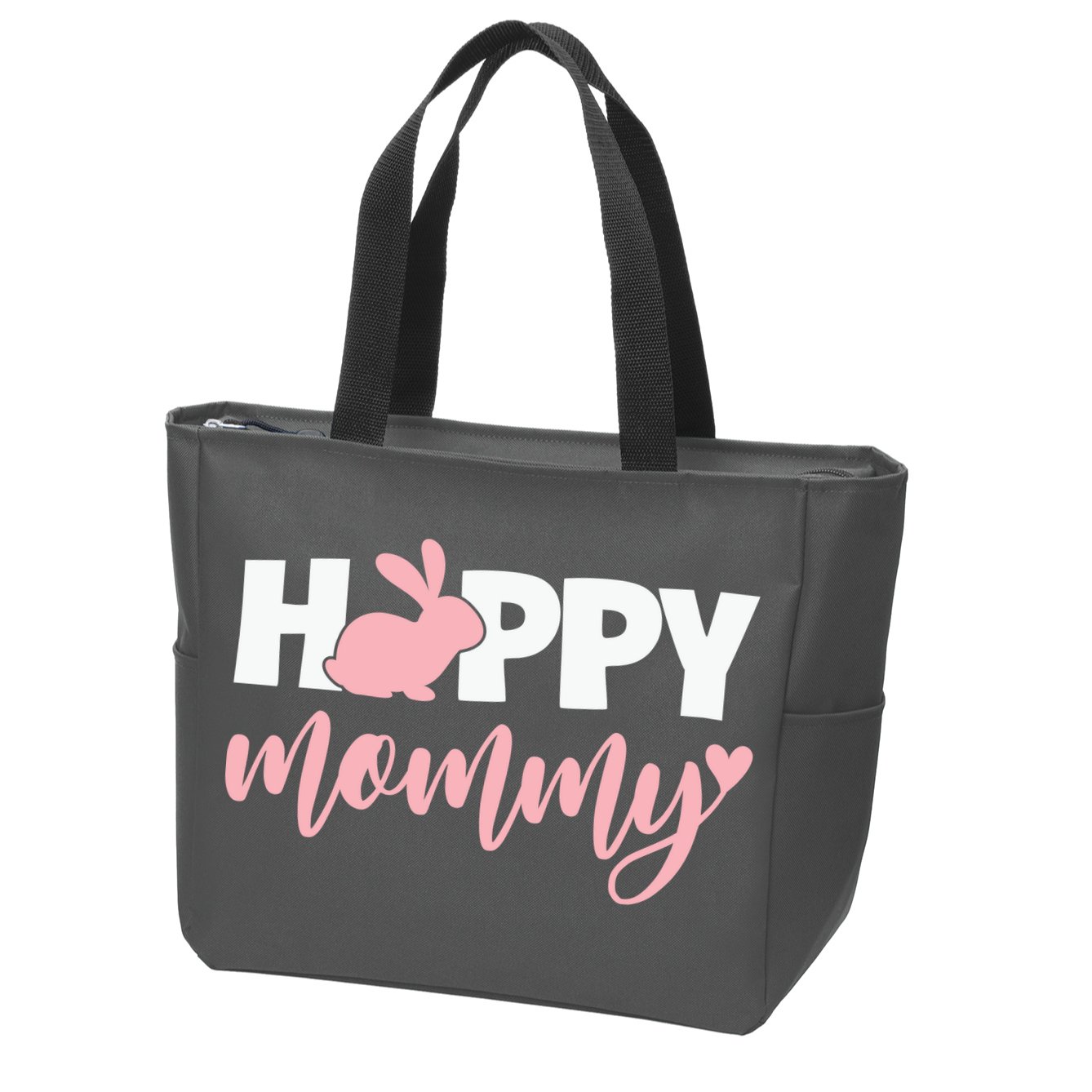 Happy Mommy Cute Bunny Zip Tote Bag